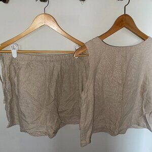 Matching Linen Set Wrap Skort & Sleeveless top in XL, Flax linen color Old Navy